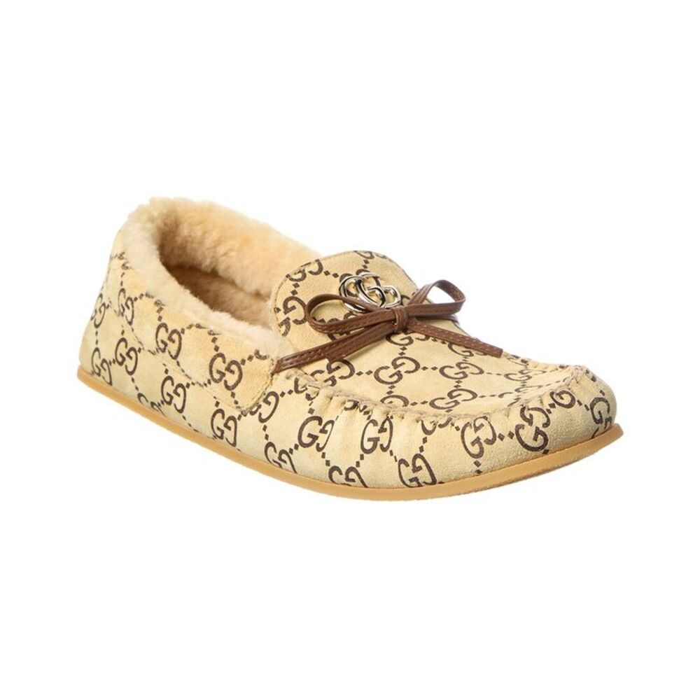 Gucci Driver Wool & Leather Loafer, Brown
